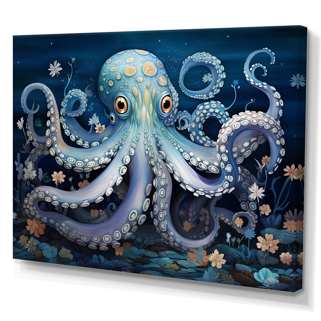 Ethereal Octopus In Deep See Illustration - Octopus Living Room Wall Art