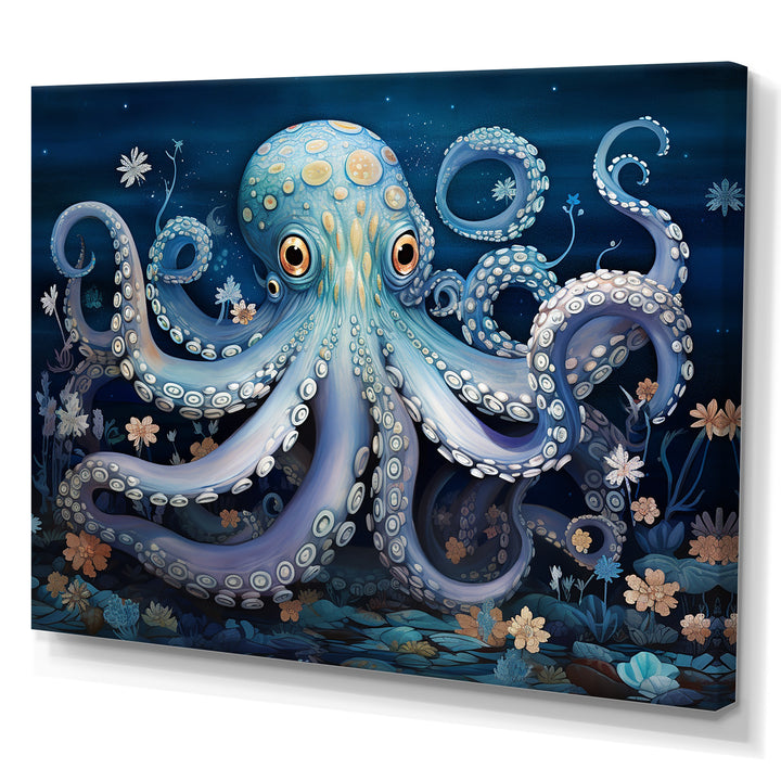 Ethereal Octopus In Deep See Illustration - Octopus Living Room Wall Art