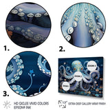 Ethereal Octopus In Deep See Illustration - Octopus Living Room Wall Art