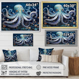 Ethereal Octopus In Deep See Illustration - Octopus Living Room Wall Art