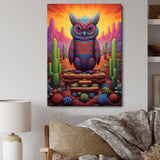 Glorious Owl Surrounded By Cacti In The Desert - Owl Wall Decor