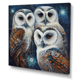 White Owl Gathering - Owl Large Canvas Wall Art
