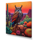 Portrait Of Mysterious Wise Owl In Dessert - Owl Canvas Wall Art