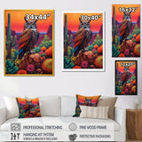 Portrait Of Mysterious Wise Owl In Dessert - Owl Canvas Wall Art
