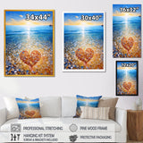 Vibrant Red Heart On Tropical Pebble Beach - Owl Canvas Wall Art