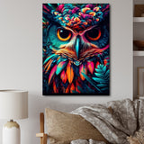 Portrait Of Psychedelic Wise Owl - Owl Canvas Wall Art