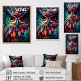 Portrait Of Psychedelic Wise Owl - Owl Canvas Wall Art