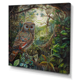 Portrait Of Magical And Wise Owl In The Forest - Owl Canvas Wall Art