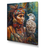 Native Woman With Magical Owl - Owl Wall Decor