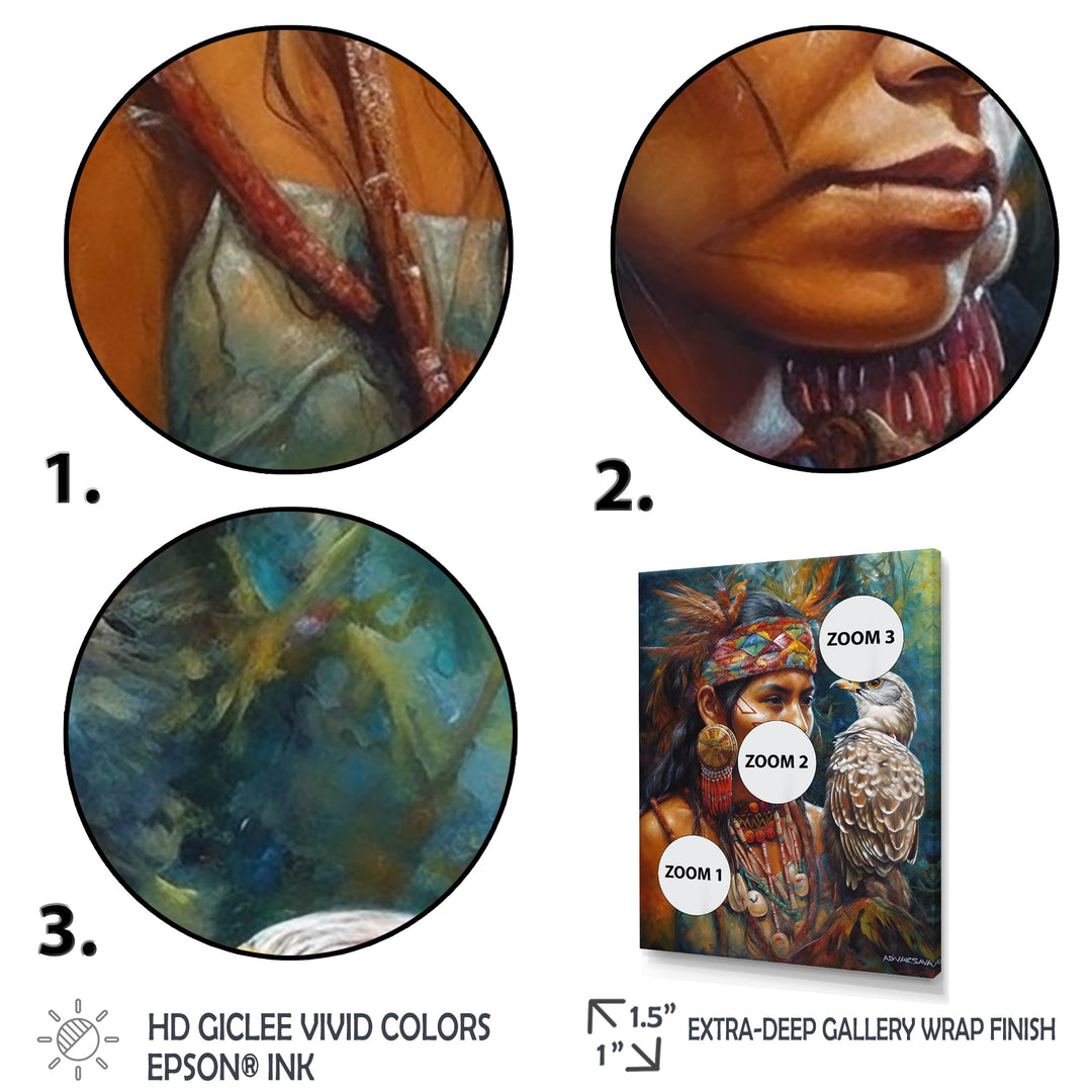 Native Woman With Magical Owl - Owl Wall Decor