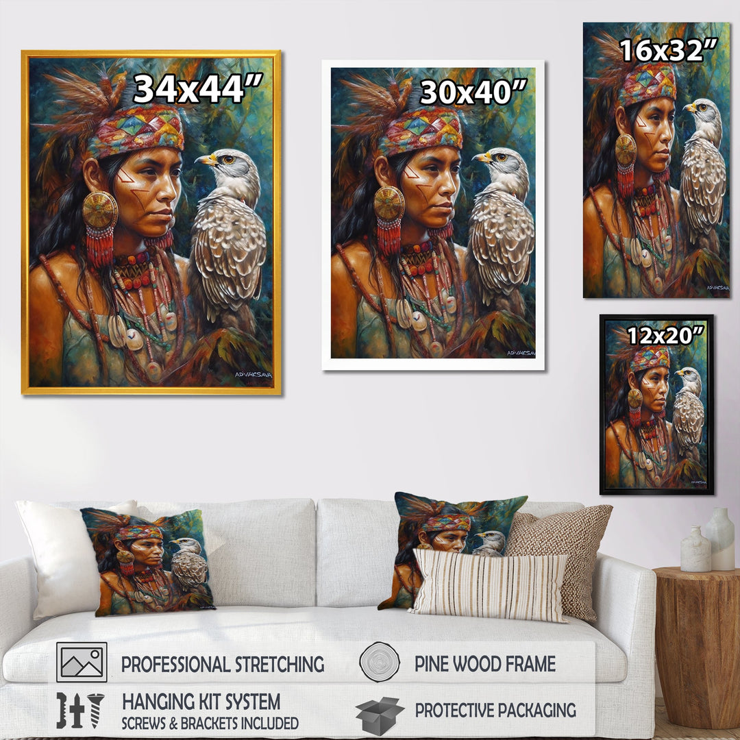 Native Woman With Magical Owl - Owl Wall Decor