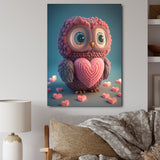 Cute Litte Knitted Pink Heart Owl - Owl Home Decor Art