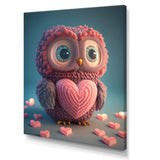 Cute Litte Knitted Pink Heart Owl - Owl Home Decor Art