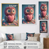 Cute Litte Knitted Pink Heart Owl - Owl Home Decor Art