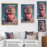 Cute Litte Knitted Pink Heart Owl - Owl Home Decor Art