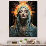 Radiant Portrait Of Holy Mary - Owl Canvas Wall Art