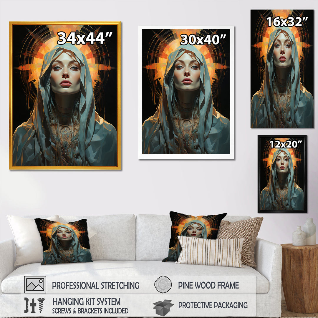 Radiant Portrait Of Holy Mary - Owl Canvas Wall Art