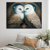 White Owls in love - Owl Wall Decor