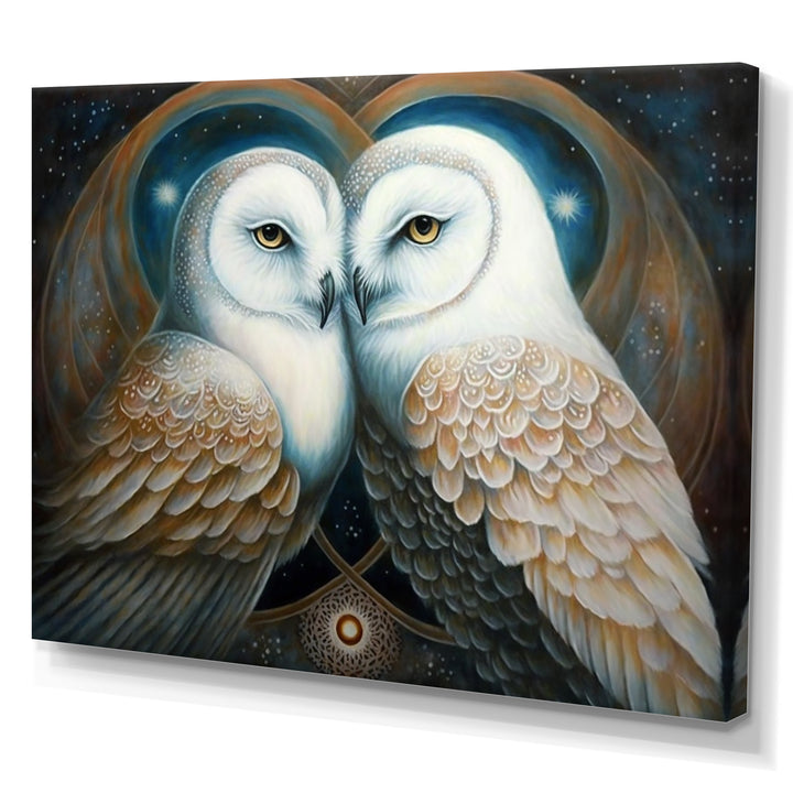White Owls in love - Owl Wall Decor