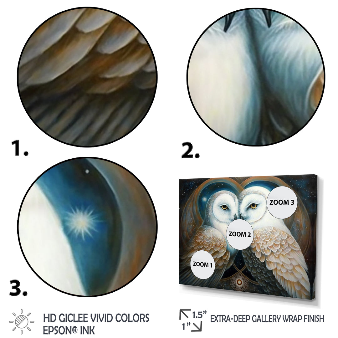 White Owls in love - Owl Wall Decor
