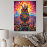 Portrait Of Purple Shamanic Owl Mexican Dessert - Owl Wall Decor