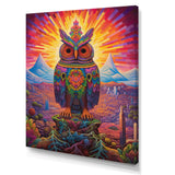 Portrait Of Purple Shamanic Owl Mexican Dessert - Owl Wall Decor