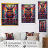Purple Yellow Colorful Owl gaze - Purple Owl Wall Art