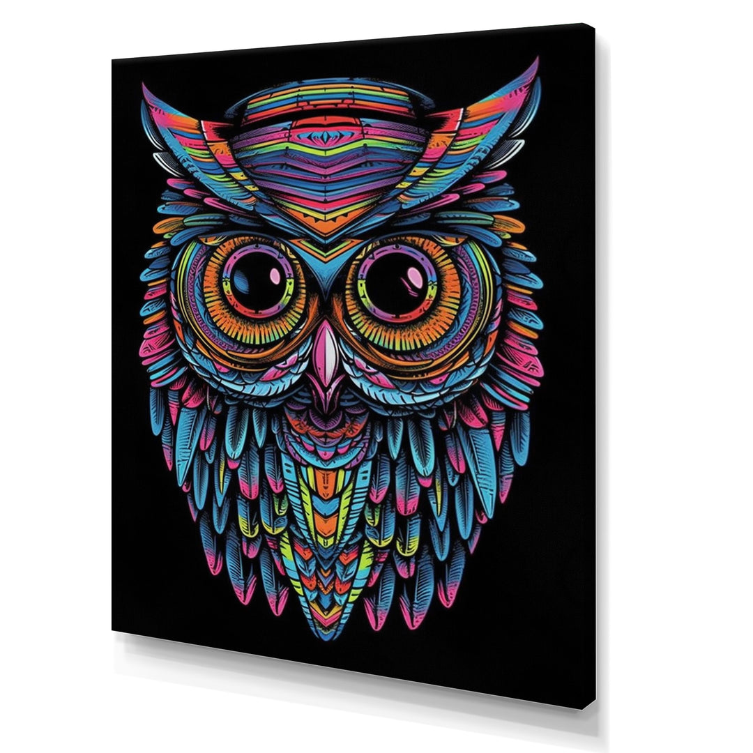 Psychedelic Owl Portrait On Black - Owl Home Decor Art