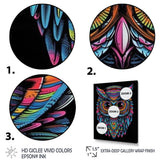 Psychedelic Owl Portrait On Black - Owl Home Decor Art