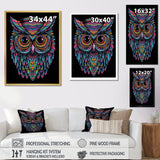 Psychedelic Owl Portrait On Black - Owl Home Decor Art