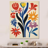 Abstract Retro Flowers In Blue Yellow Black - Owl Bedroom Wall Art