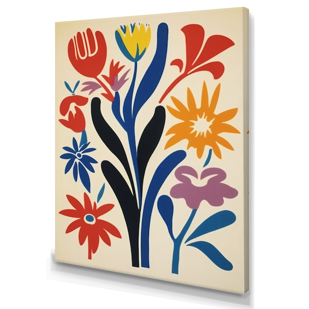 Abstract Retro Flowers In Blue Yellow Black - Owl Bedroom Wall Art