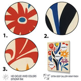 Abstract Retro Flowers In Blue Yellow Black - Owl Bedroom Wall Art