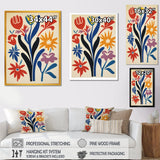 Abstract Retro Flowers In Blue Yellow Black - Owl Bedroom Wall Art