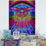 Psychedelic Rainbow Owl Portrait - Owl Wall Decor