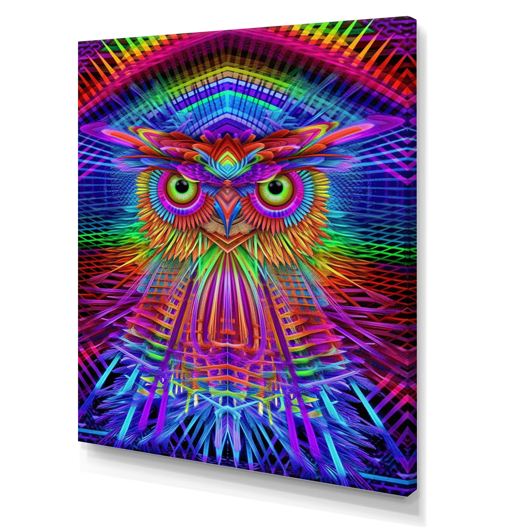 Psychedelic Rainbow Owl Portrait - Owl Wall Decor