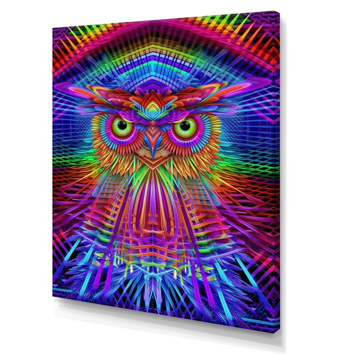 Psychedelic Rainbow Owl Portrait - Owl Wall Decor