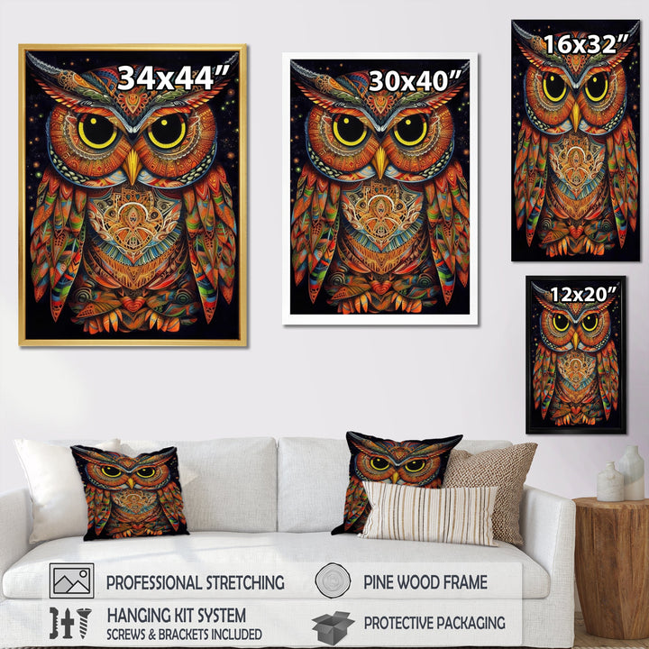 Brown Yellow Wisdom in Colors - Brown Owl Wall Art