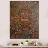 Tribal Portrait Of Owl - Brown Owl Wall Art