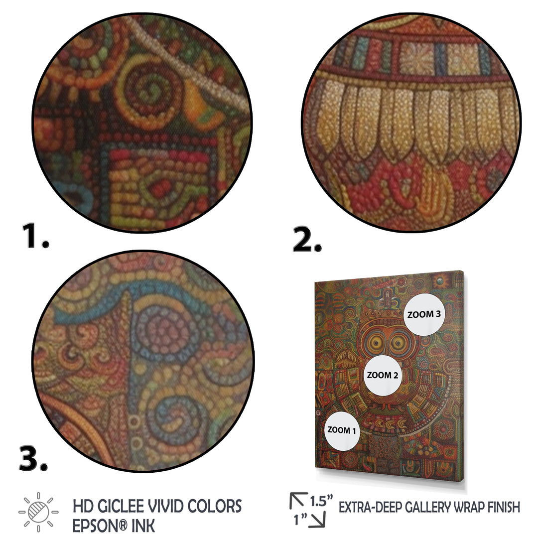 Tribal Portrait Of Owl - Brown Owl Wall Art