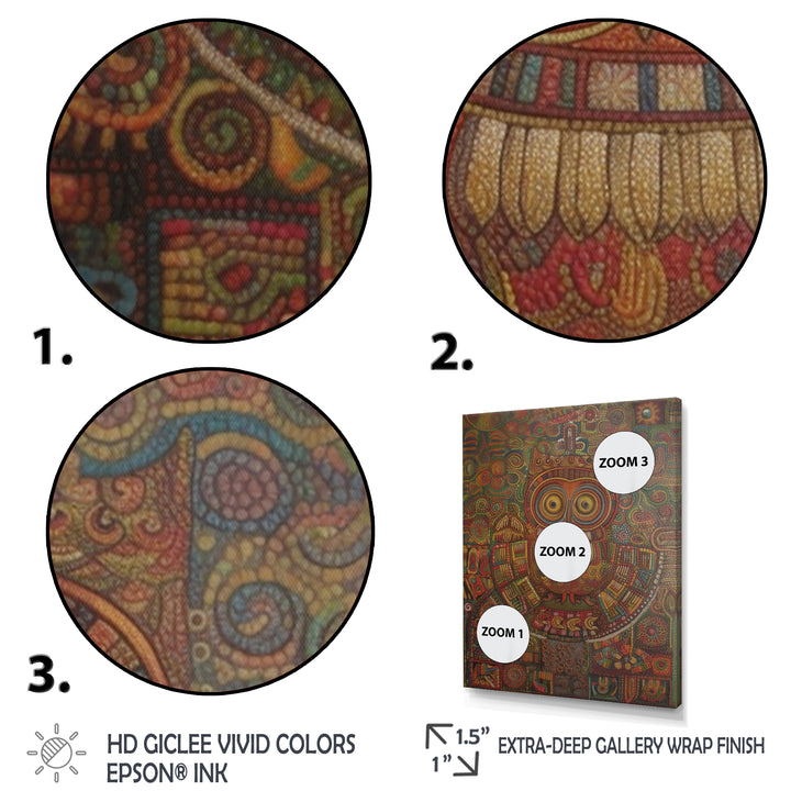 Tribal Portrait Of Owl - Brown Owl Wall Art