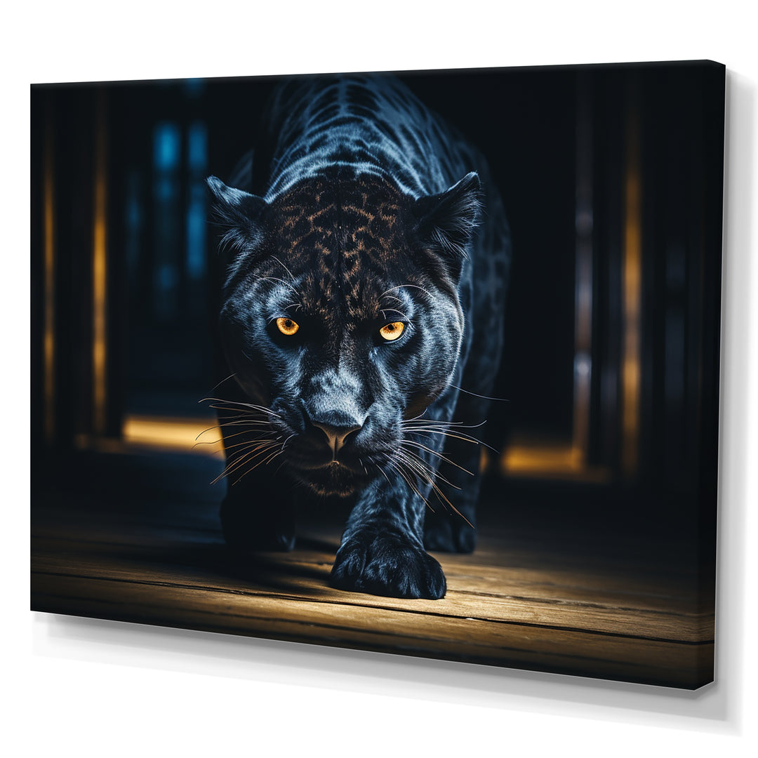 Glorious Black Panther Hunting Wild Nature - Panther Bedroom Wall Art