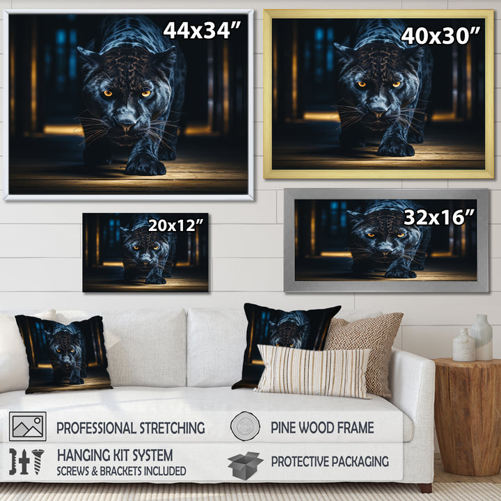 Glorious Black Panther Hunting Wild Nature - Panther Bedroom Wall Art