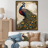 Stamp Illustration Of Glorious Peacock - Peacock Wall Art Prints