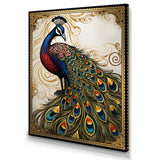 Stamp Illustration Of Glorious Peacock - Peacock Wall Art Prints