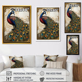 Stamp Illustration Of Glorious Peacock - Peacock Wall Art Prints