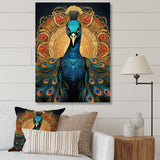 Vintage Illustration Of Glorious Blue Peacock - Blue Peacock Wall Art