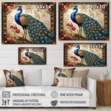 Retro Illustration Of Glorious Blue Peacock - Blue Peacock Wall Art