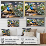 Photography Portrait Of Blue Peacock - Peacock Framed Canvas Art