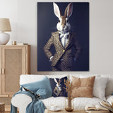 White Rabbit In Fancy Suit - Rabbit Living Room Wall Art